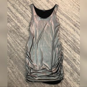 New Silver Bebe Ruched Side Mini Dress